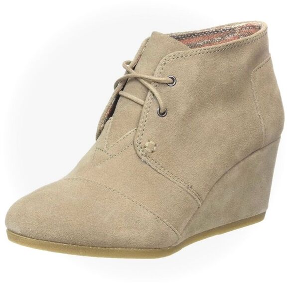Tom’s Tan, Suede Wedge Ankle Boots. - Picture 1 of 7